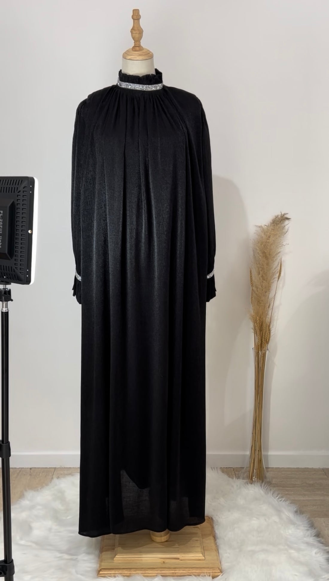 Glow black flared dress